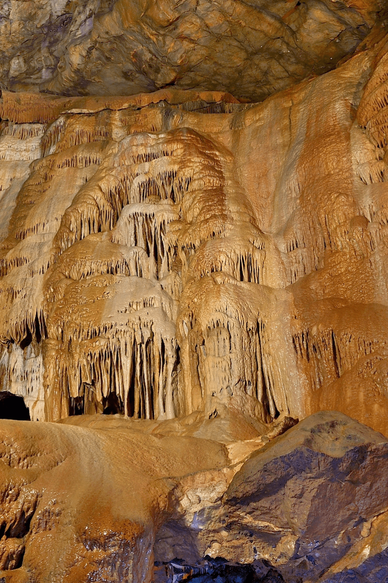 A look at St Paul's section in Gough's cave with its impressive stalactites