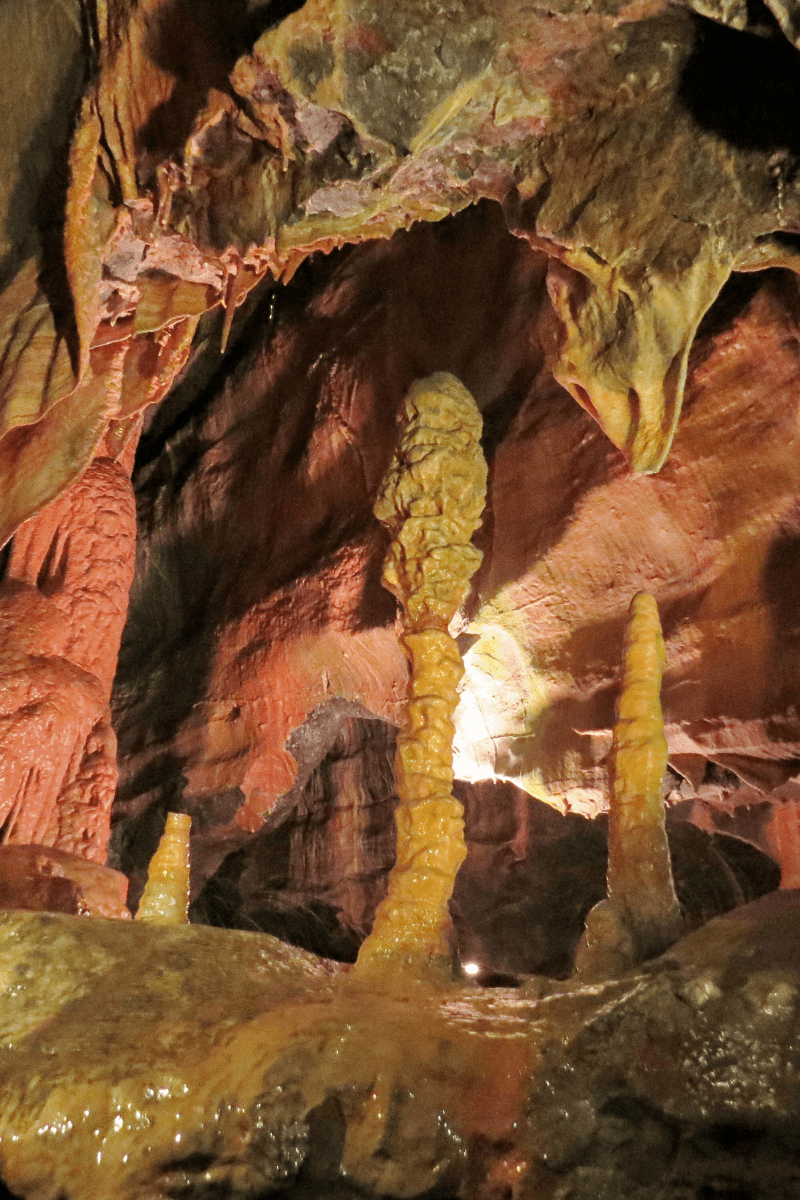 A glimpse inside Gough's cave with its impressive stalagmites and stalactites.
