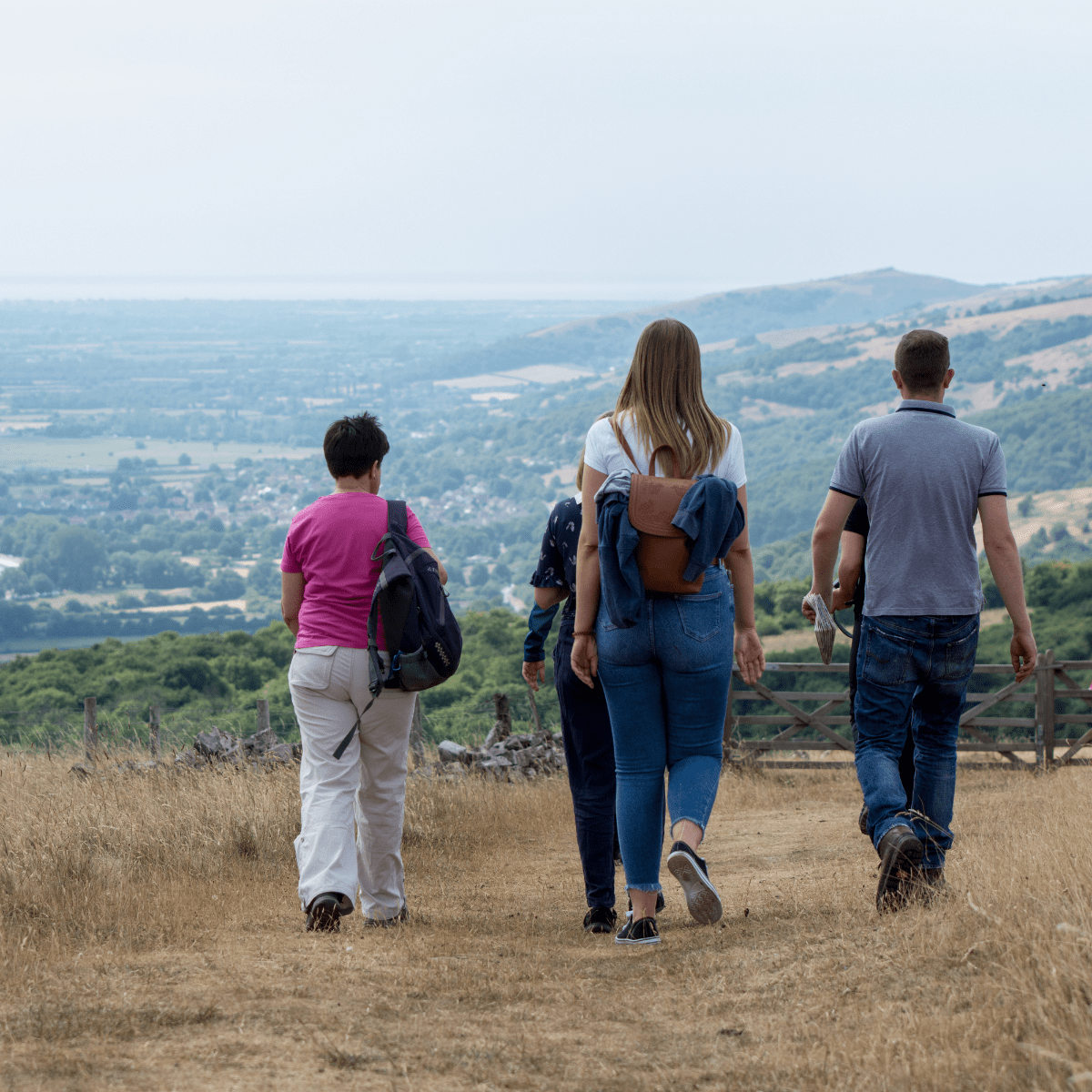 A group of people enjoying a walk at Cheddar