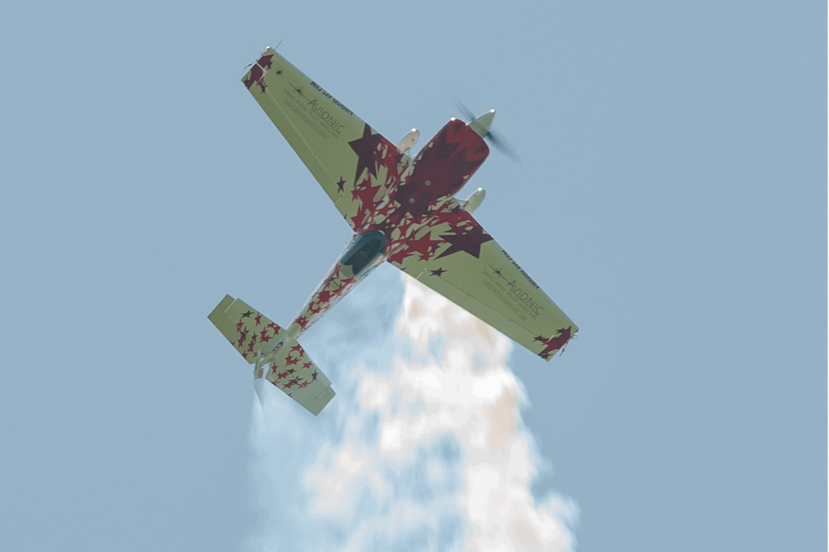 A high tech plane doing tricks in the sky
