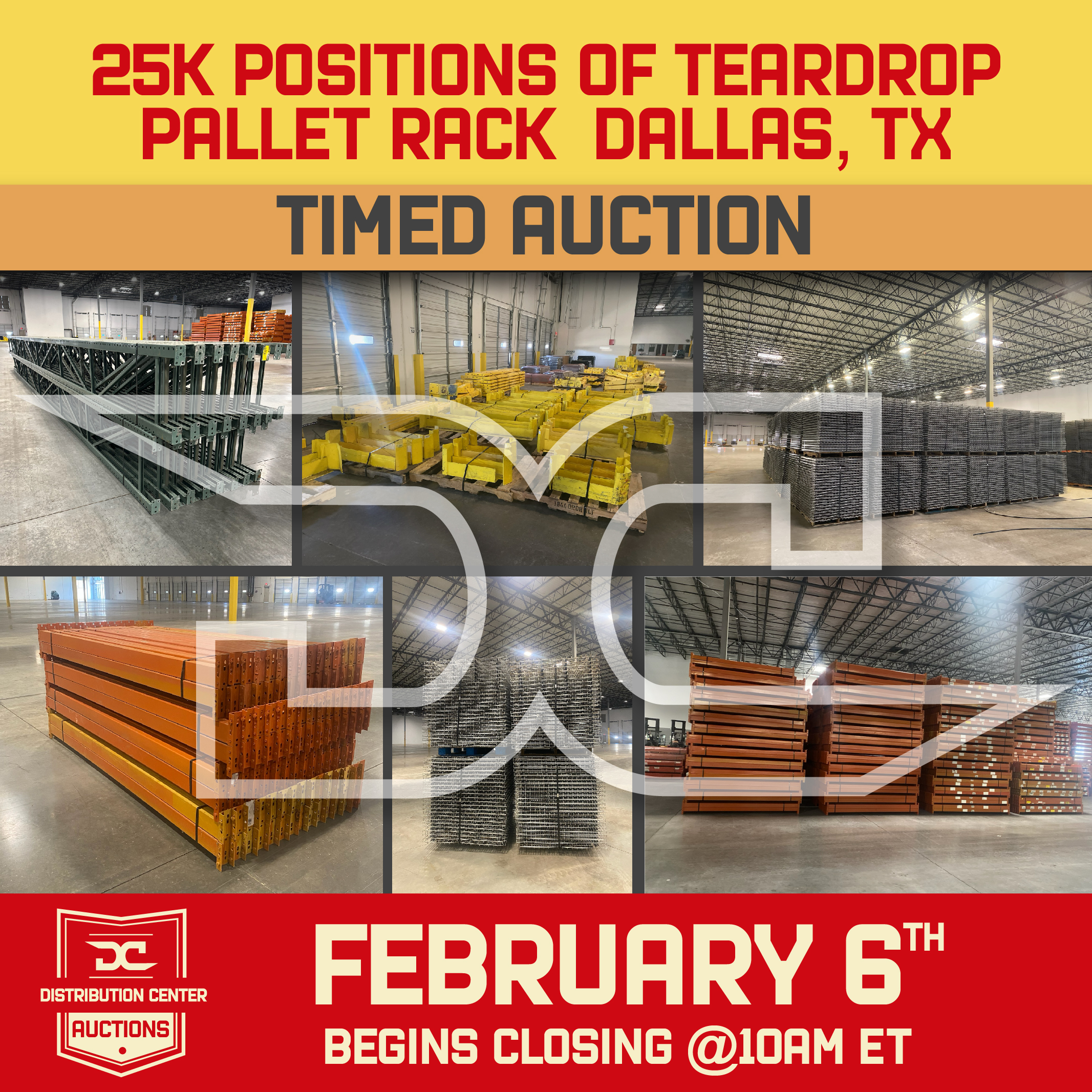 25K Positions of Teardrop Pallet Rack, Dallas, TX