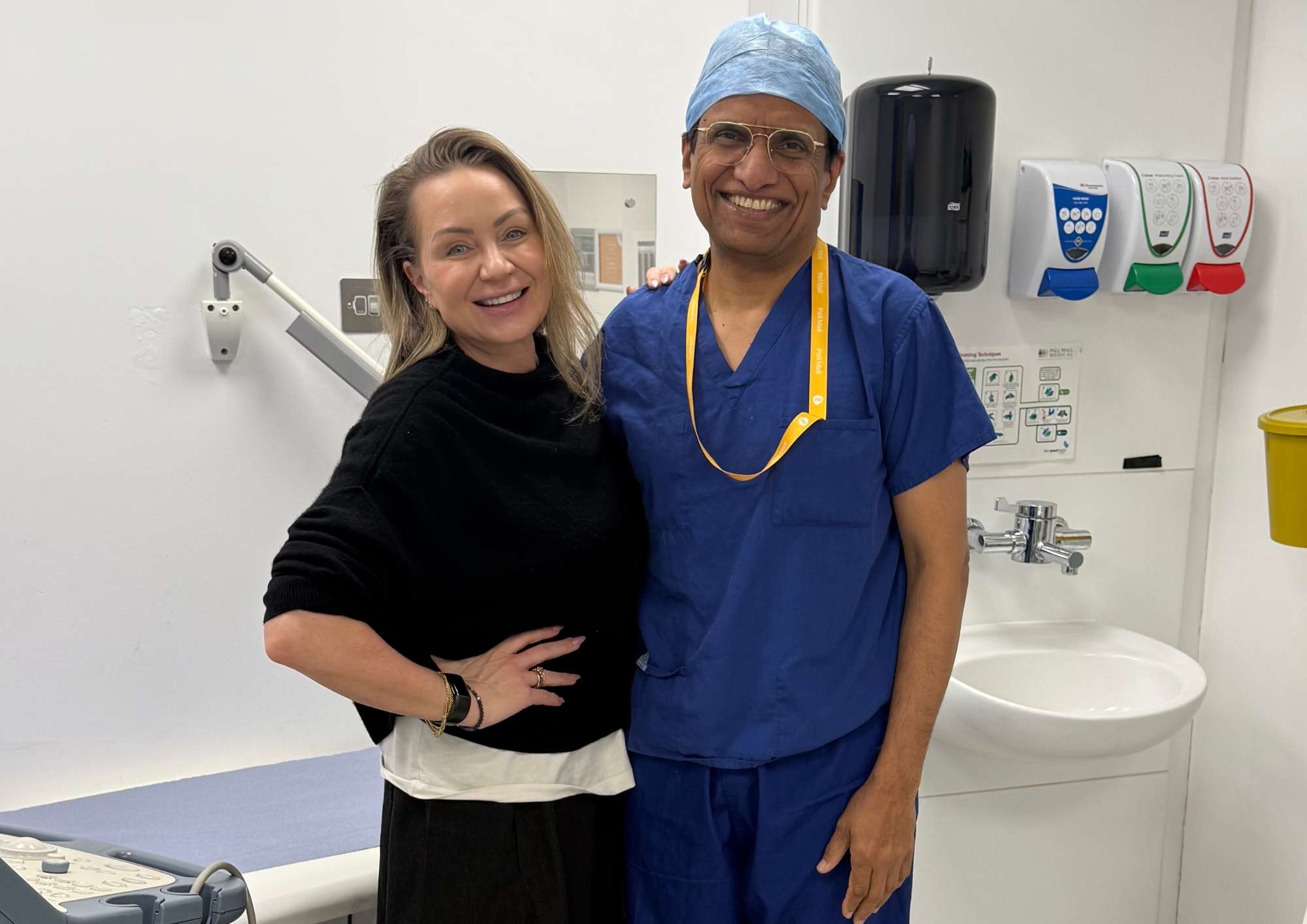 Rita Simons with Mr Prasad after an ultrasound