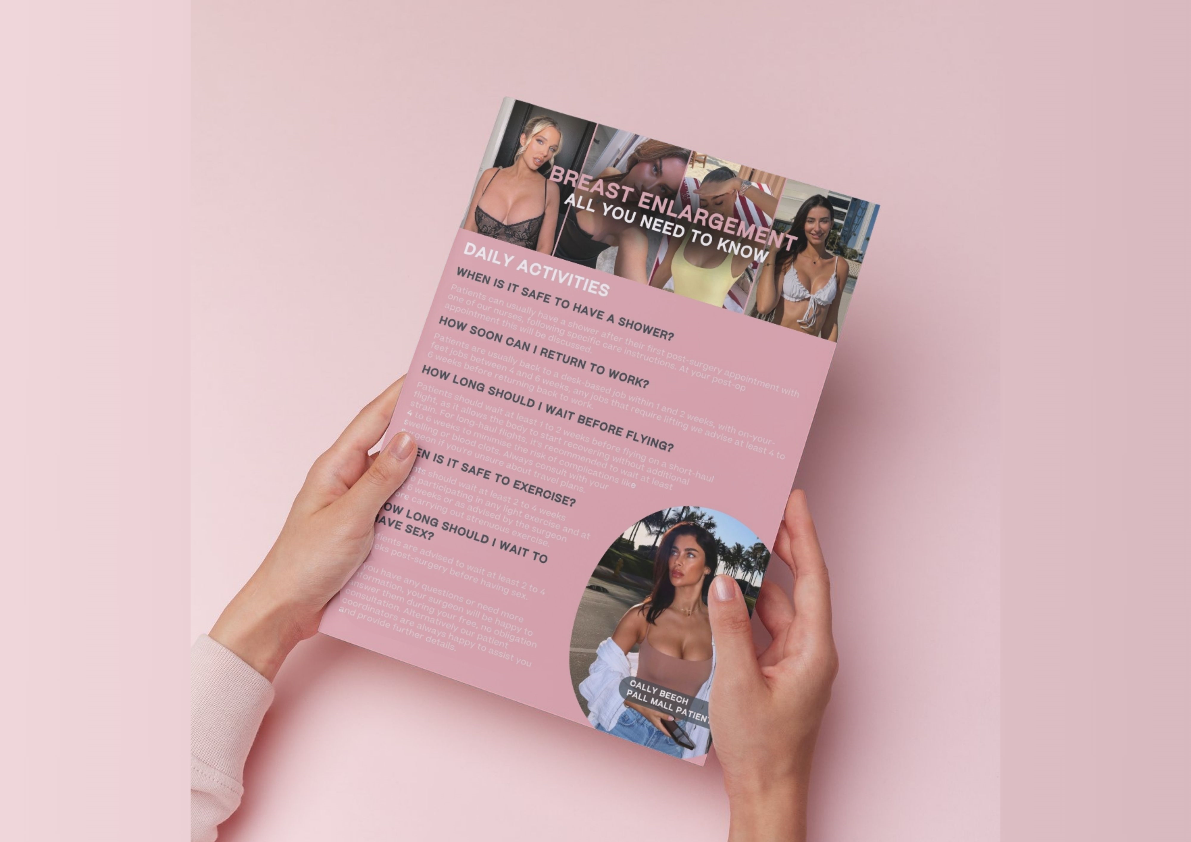 Person holding Pall Mall's Breast Enlargement guide