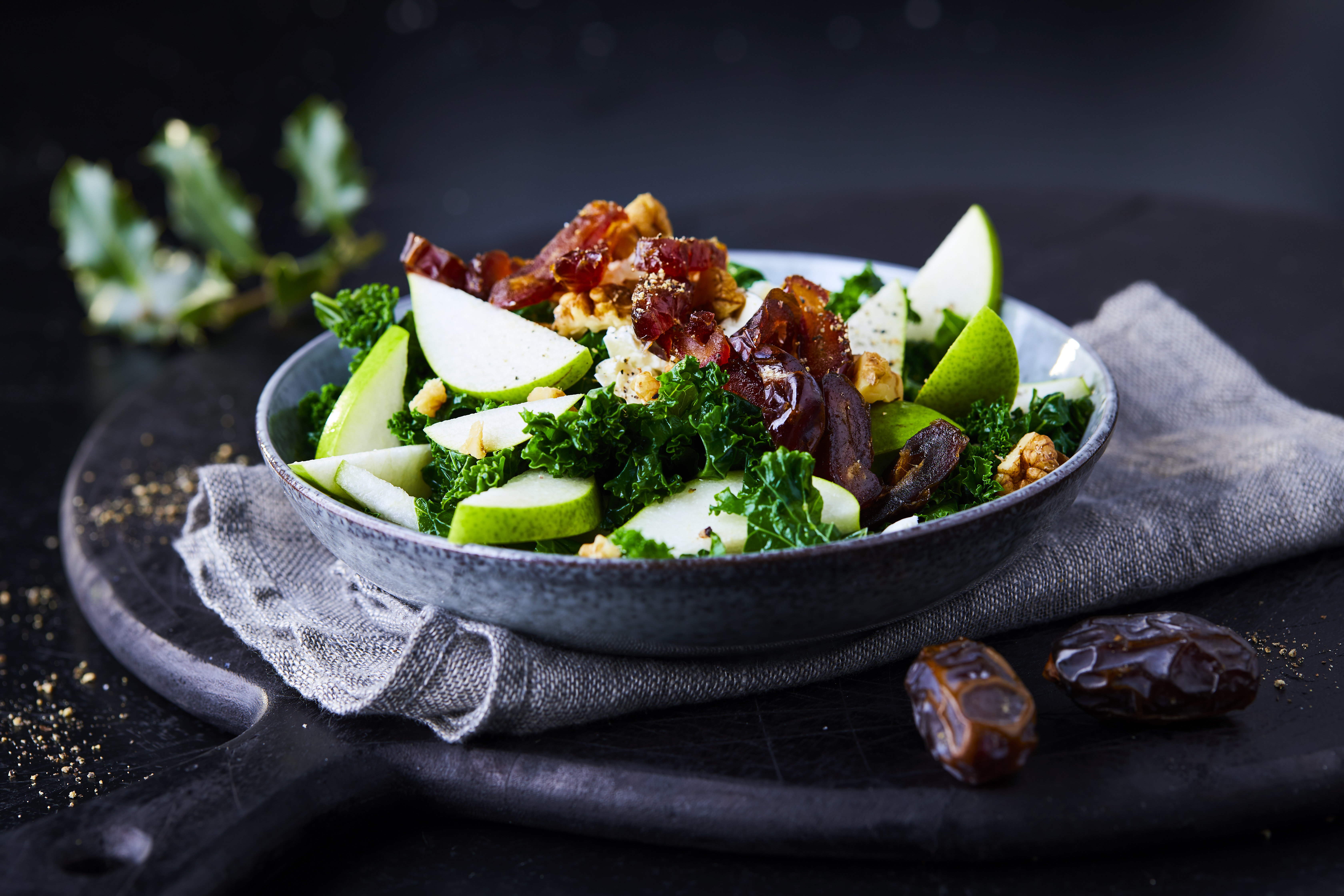 Grünkohl Salat Mit Datteln Und Birnen
