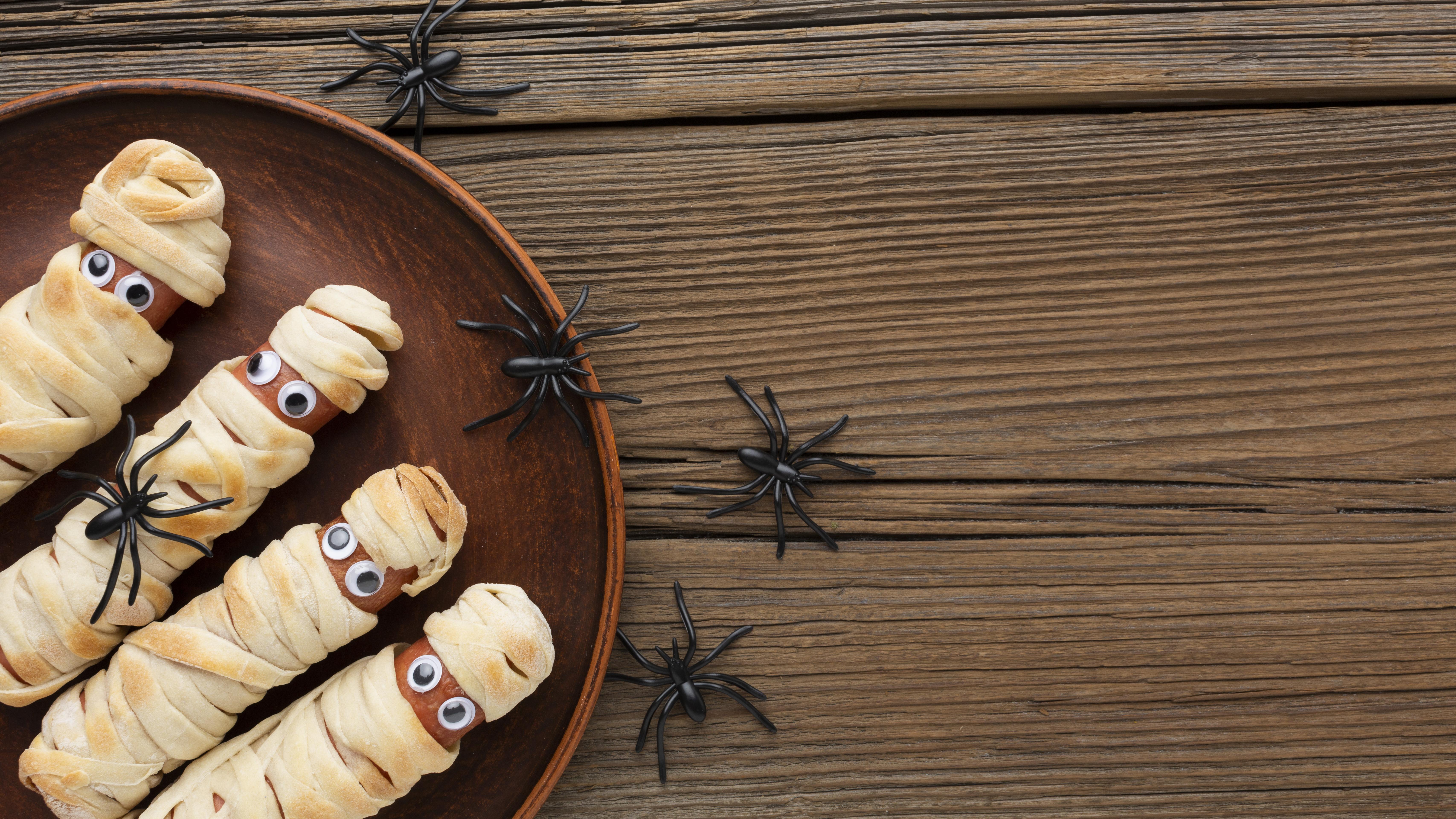 Widok Z Gory Na Halloween Jedzenie Z Miejsca Na Kopie