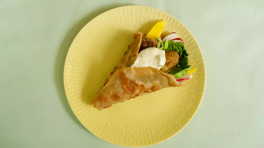 Kylling-falafel vaffel