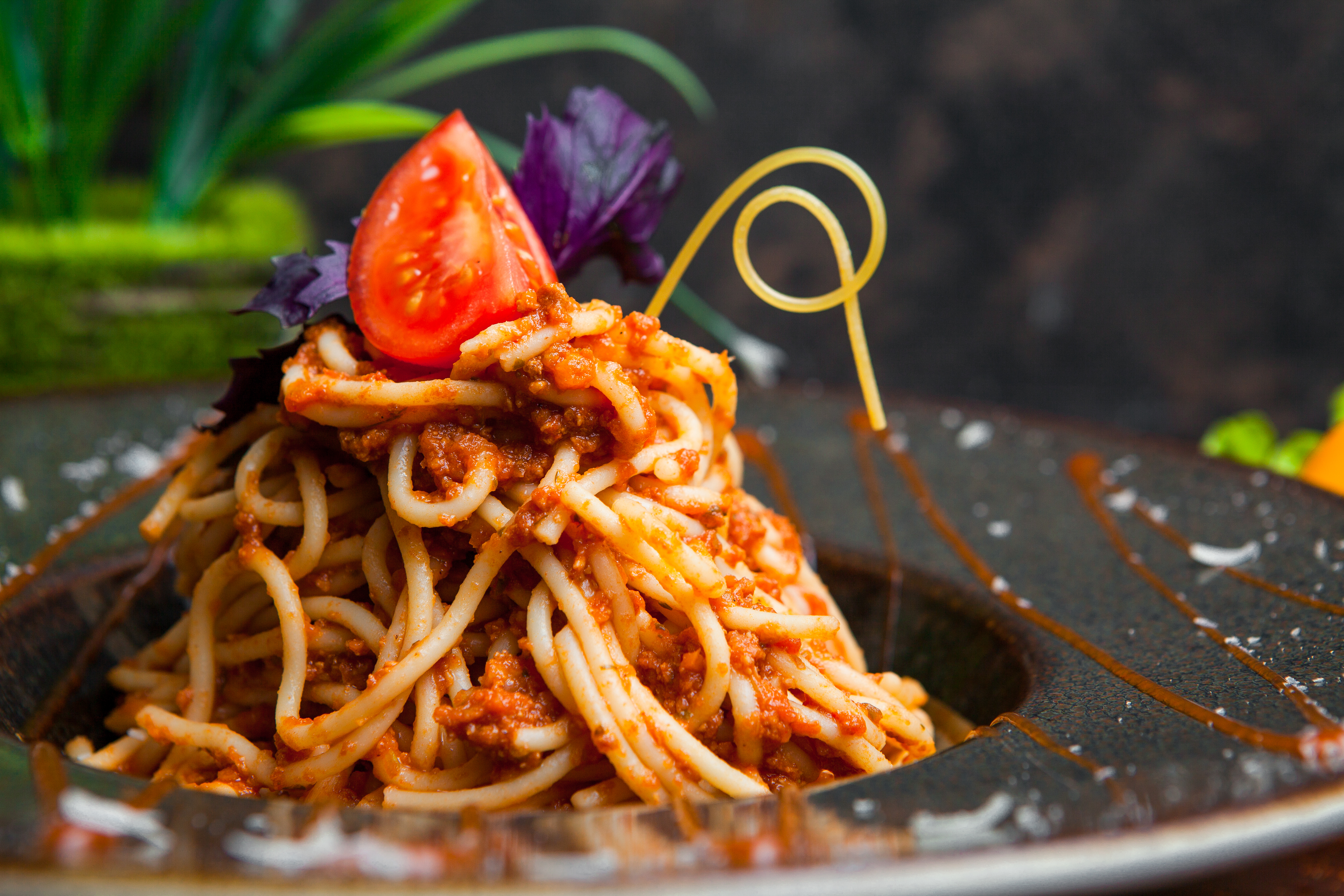 Close Up Pasta With Tomato Sauce Wooden Table
