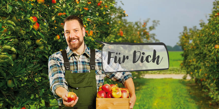 Netto Apfelbauer Mit Einem Regionalen Apfel In Der Hand