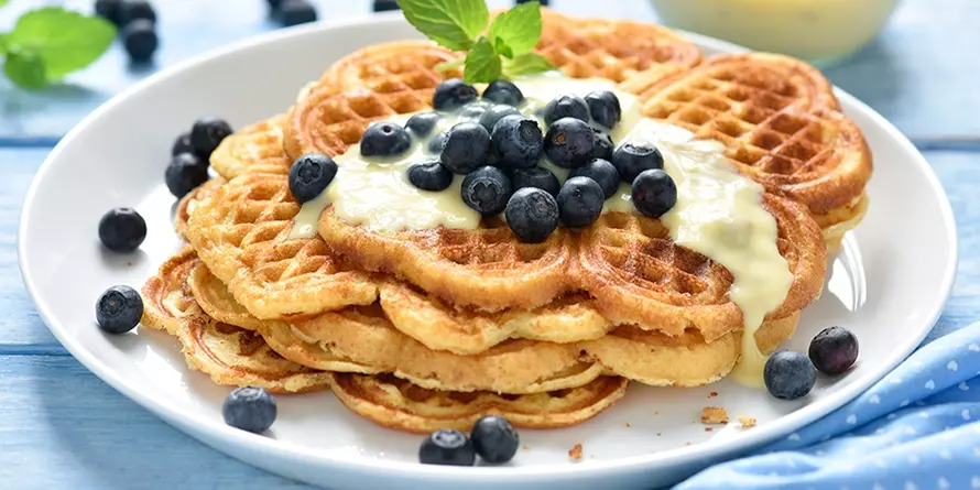 Frischkäse Waffeln Mit Heidelbeeren Frischkäse Waffeln Mit Heidelbeeren
