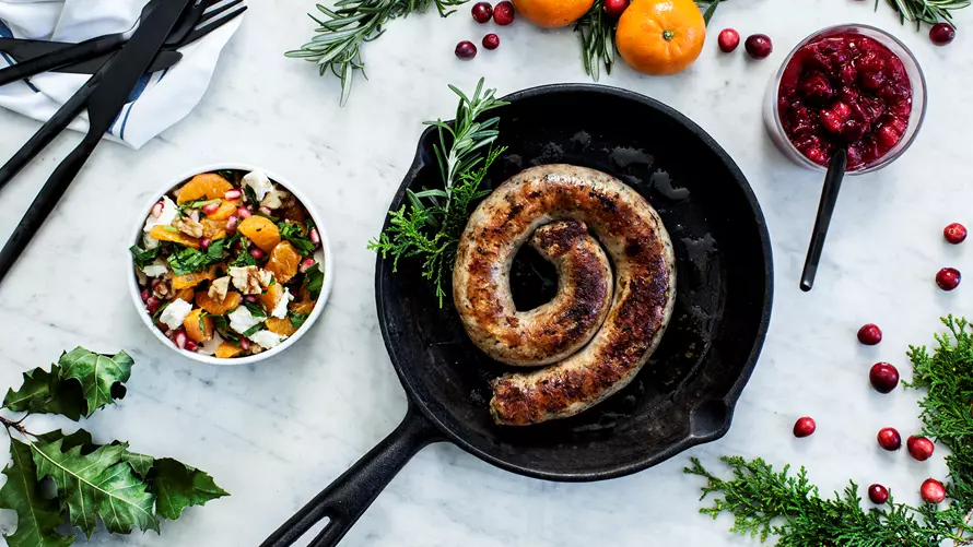 Julemedister med tranebærsauce og klementiner