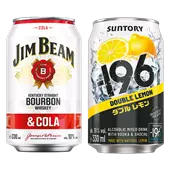 Jim Beam Whiskey & Cola oder -196 Vodka Lemon oder Grapefruit