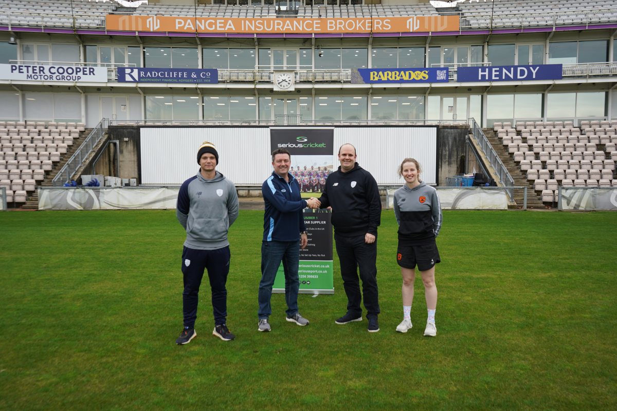 Image of Serious Cricket and Hampshire Cricket board with Emily Windsor and Felix Organ 