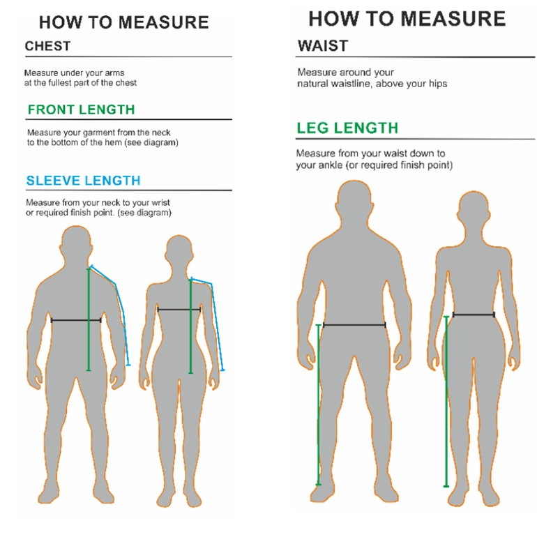 Further measuring guides for size