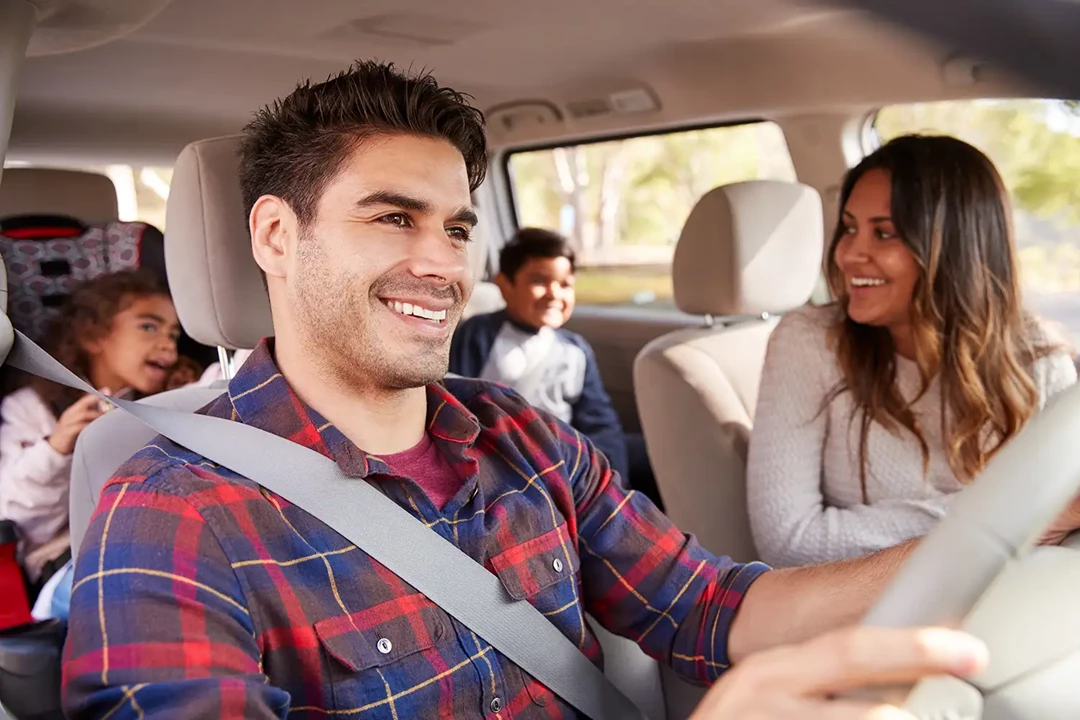 Family driving in their car