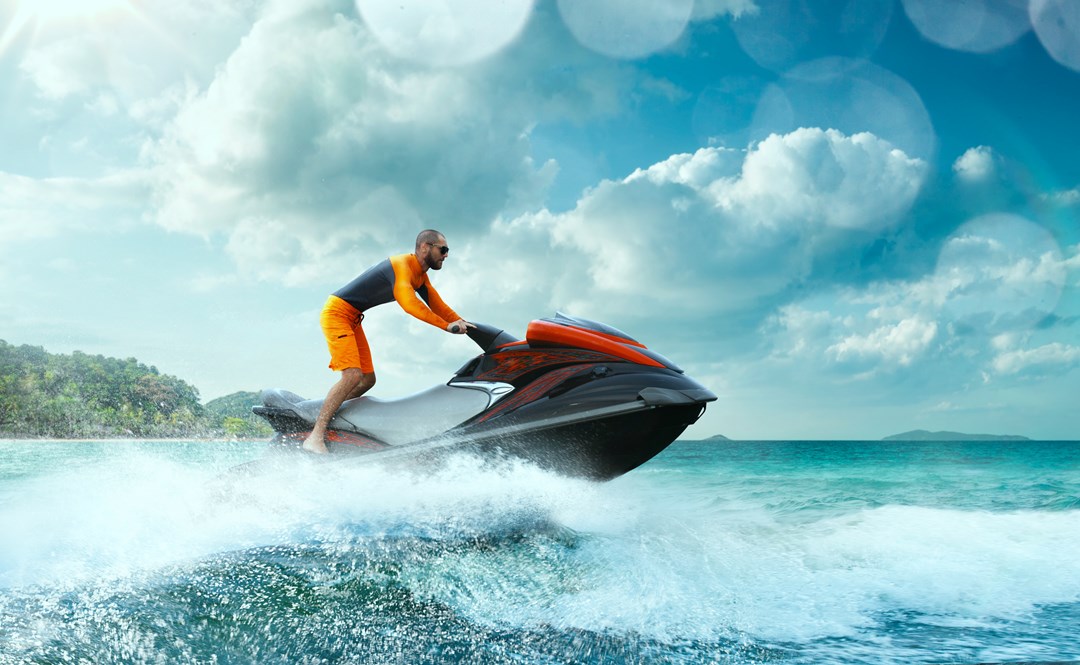 Man riding on a jet ski in the sea