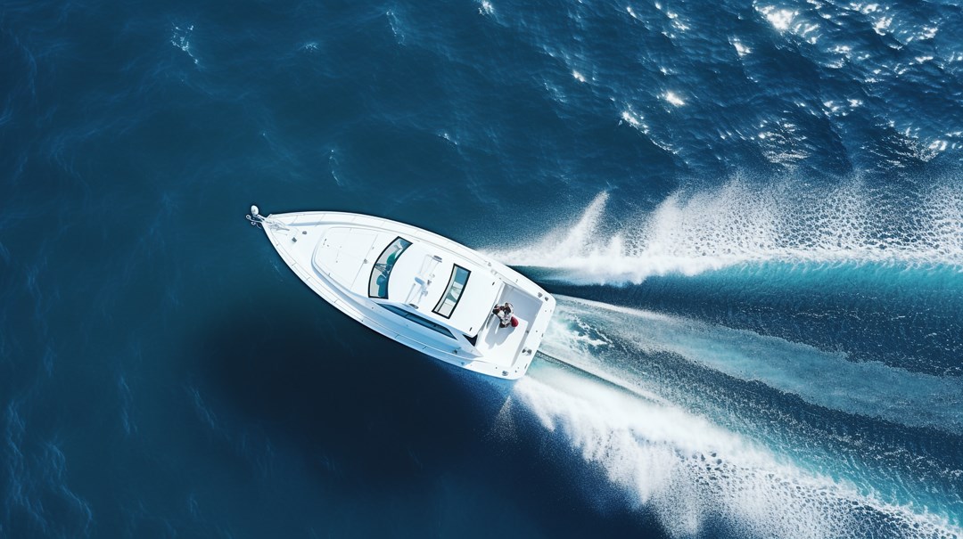 Speed boat in blue sea