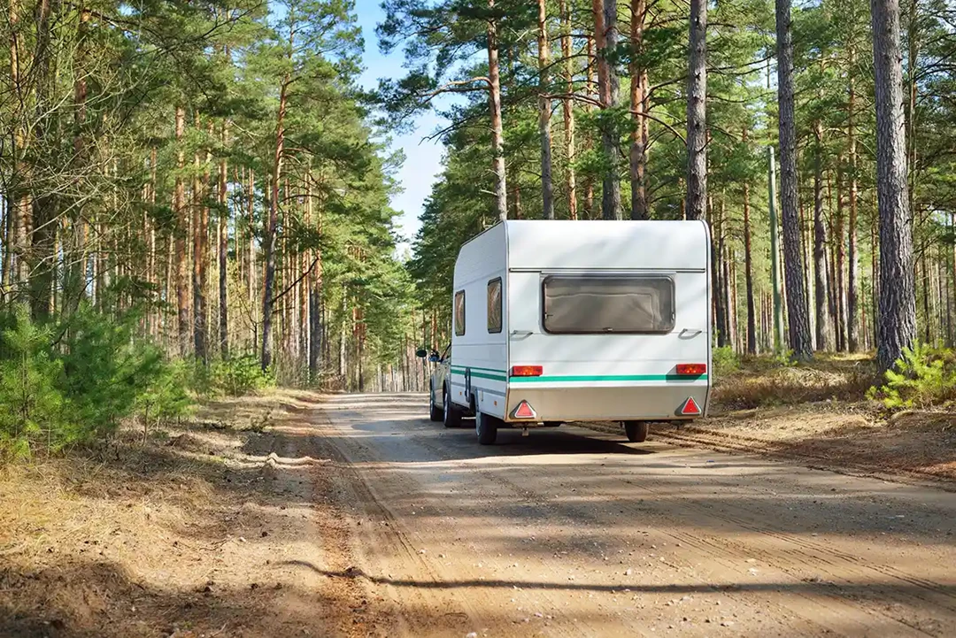 Caravan on open road