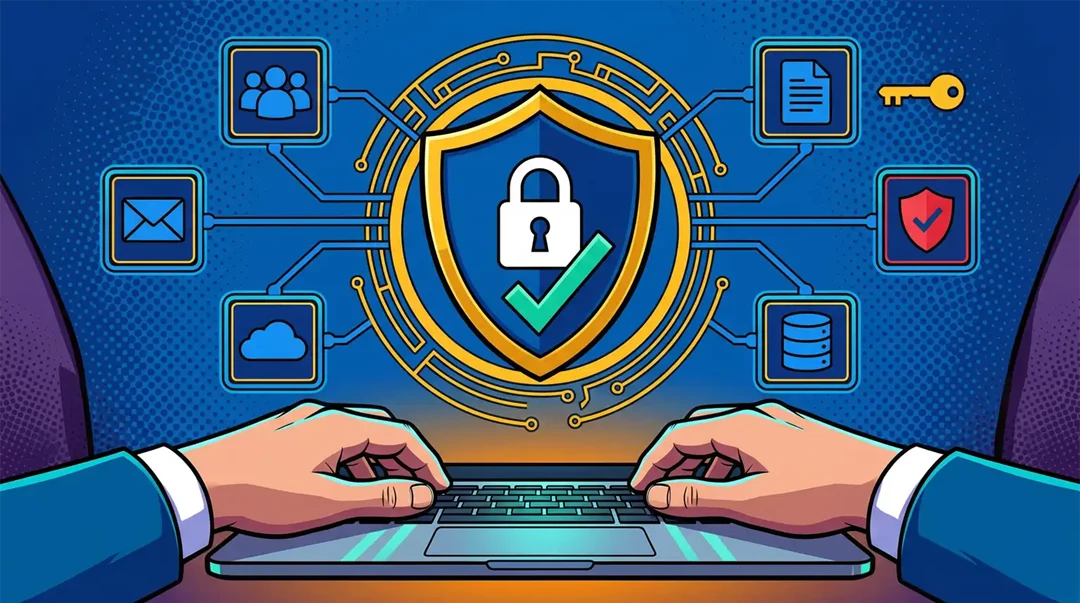 laptop with security icons