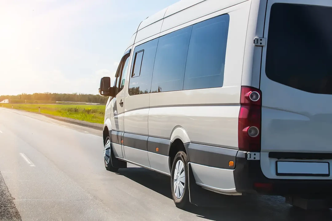 Van on open road