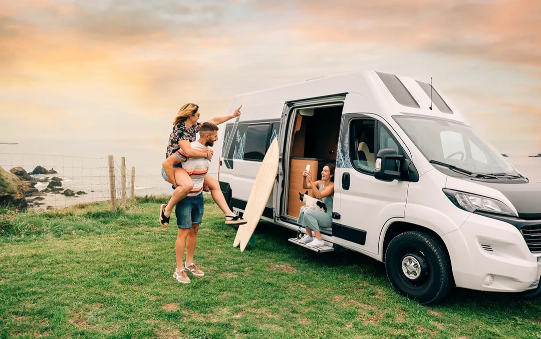 family with a campervan