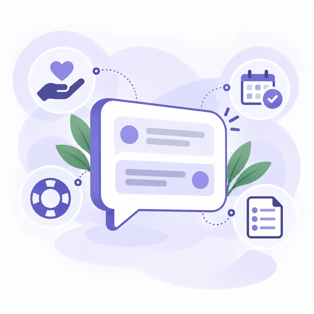 Member support with speech bubble