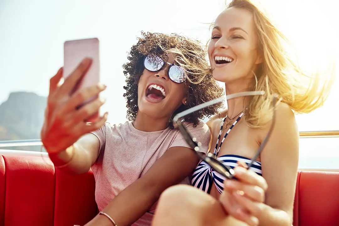 Friends taking a selfie and having fun