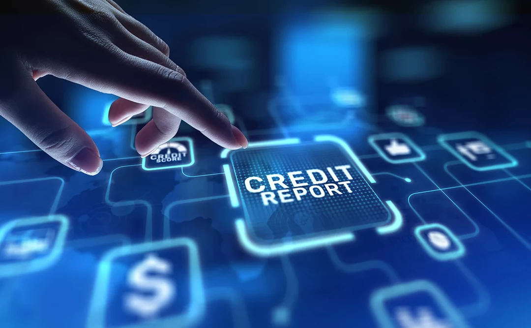Digital futuristic buttons - credit report button