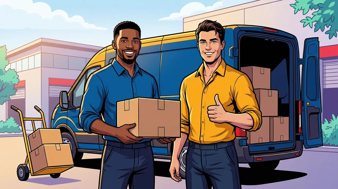 two males with a van