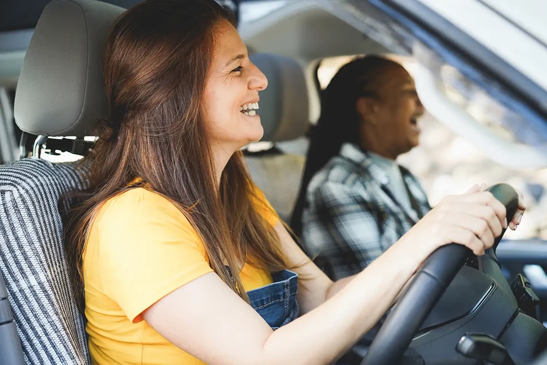 Couple driving