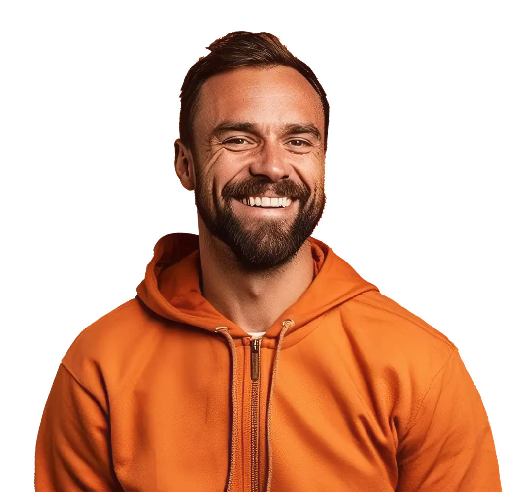 Happy man in orange