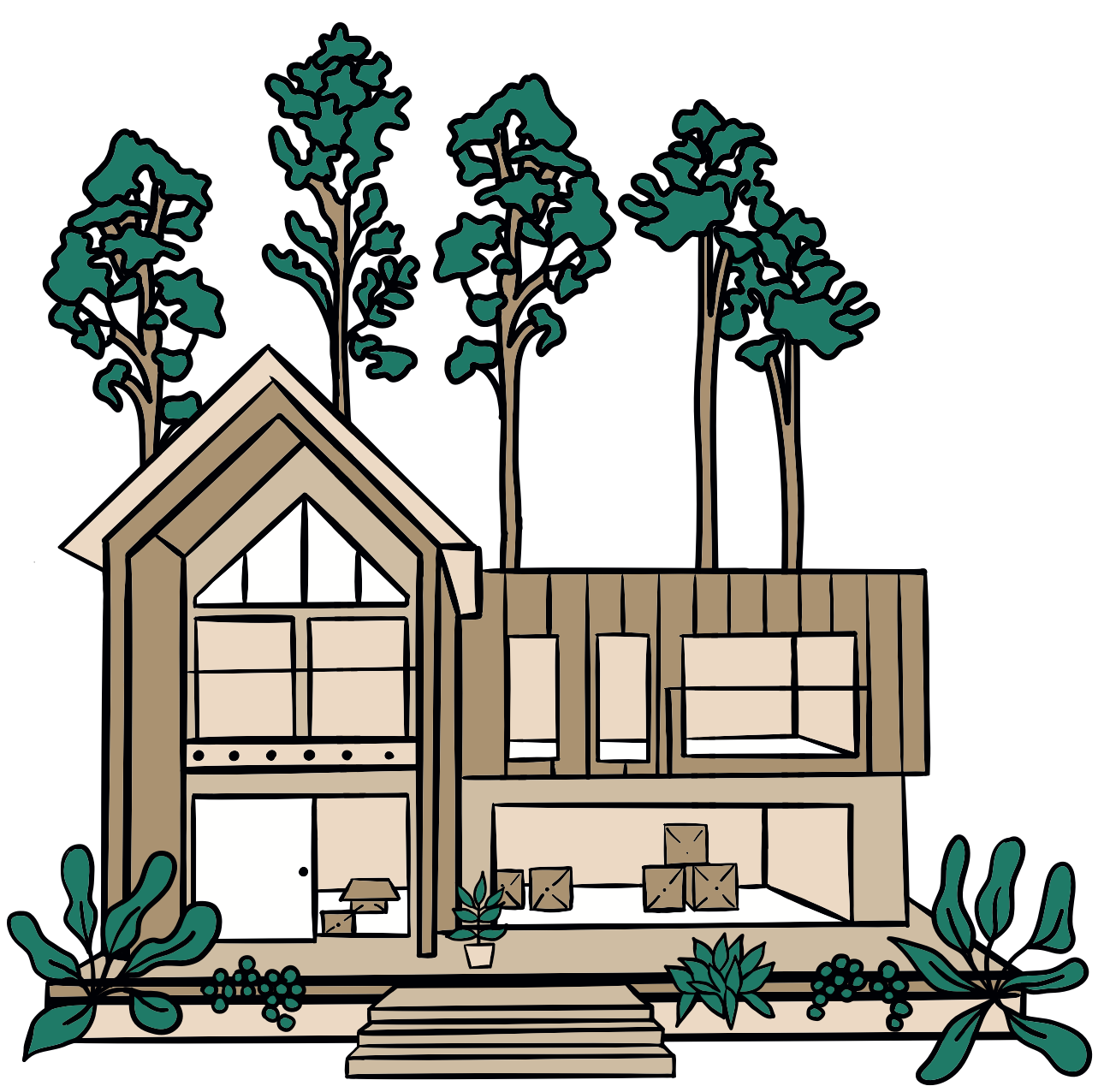 House with tress alt text