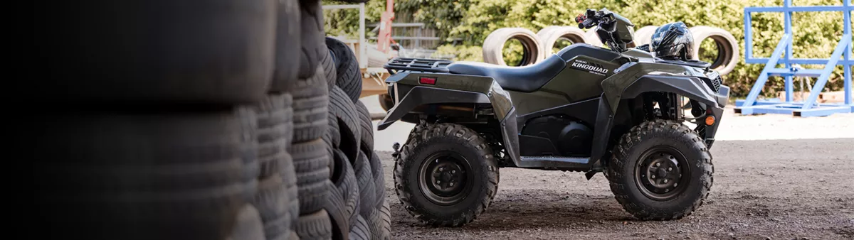 Suzuki KingQuad 500XP in Terra Green in yard