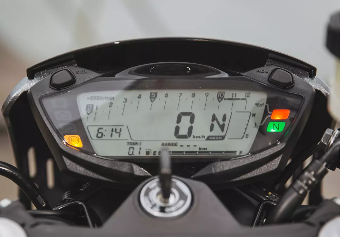 Suzuki SV650X close up of the dash