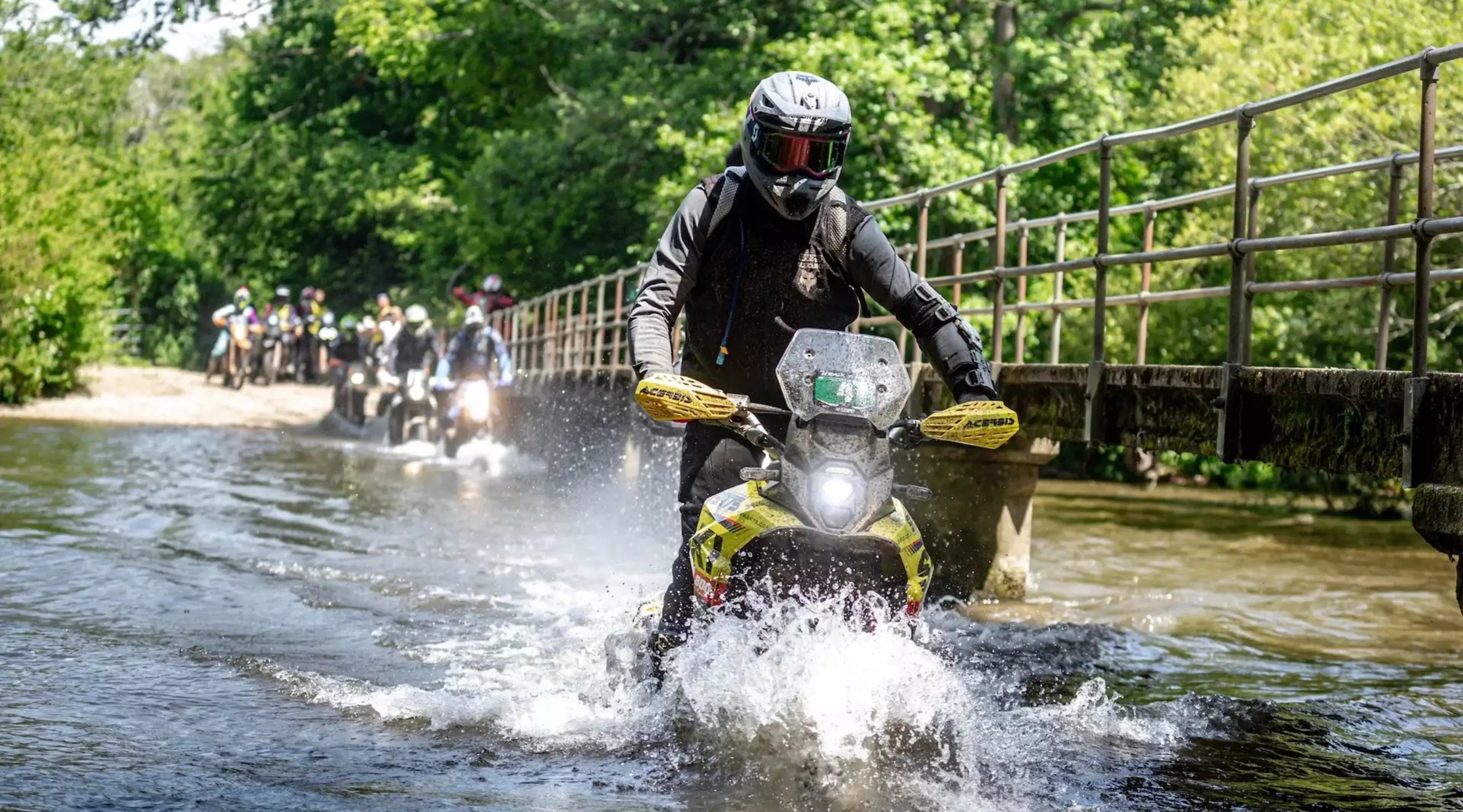 SR75 Suzuki V-Stom 800DE British Rally water crossing