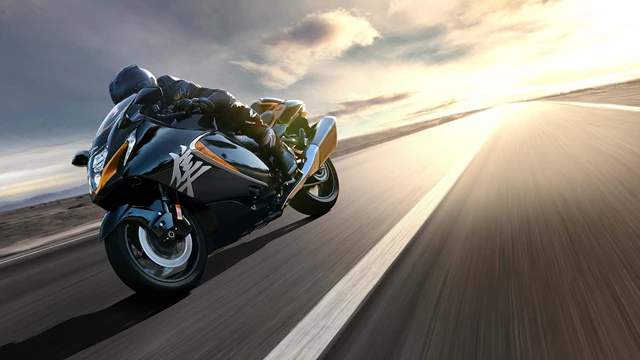 A Hayabusa travelling at speed, as part of Suzuki Motorcycles.