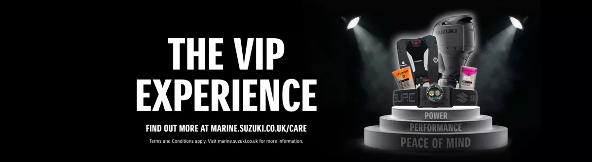 Suzuki marine VIP experience banner, showcasing items in the offer