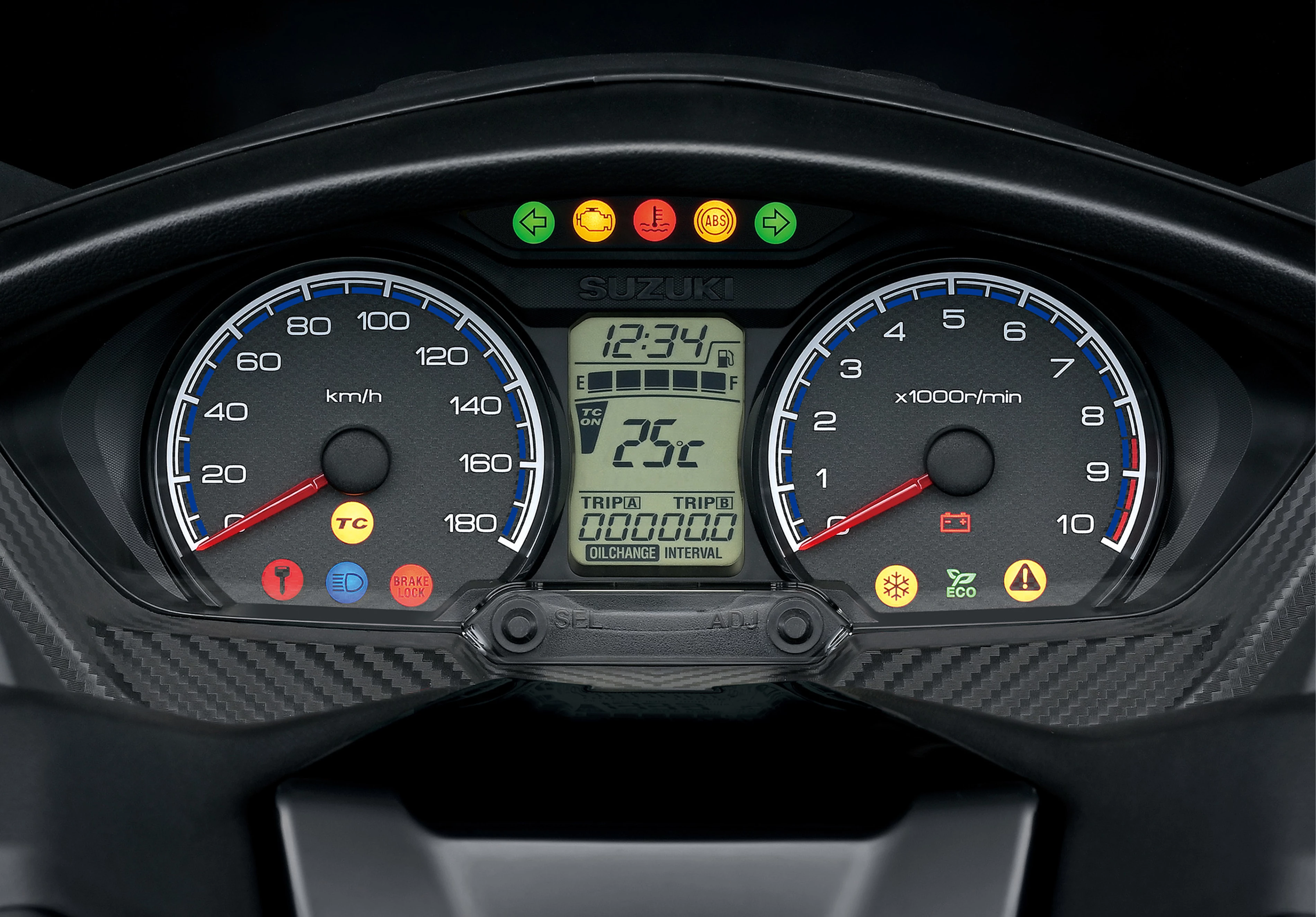 Suzuki Burgman 400 dash and speedometer close up
