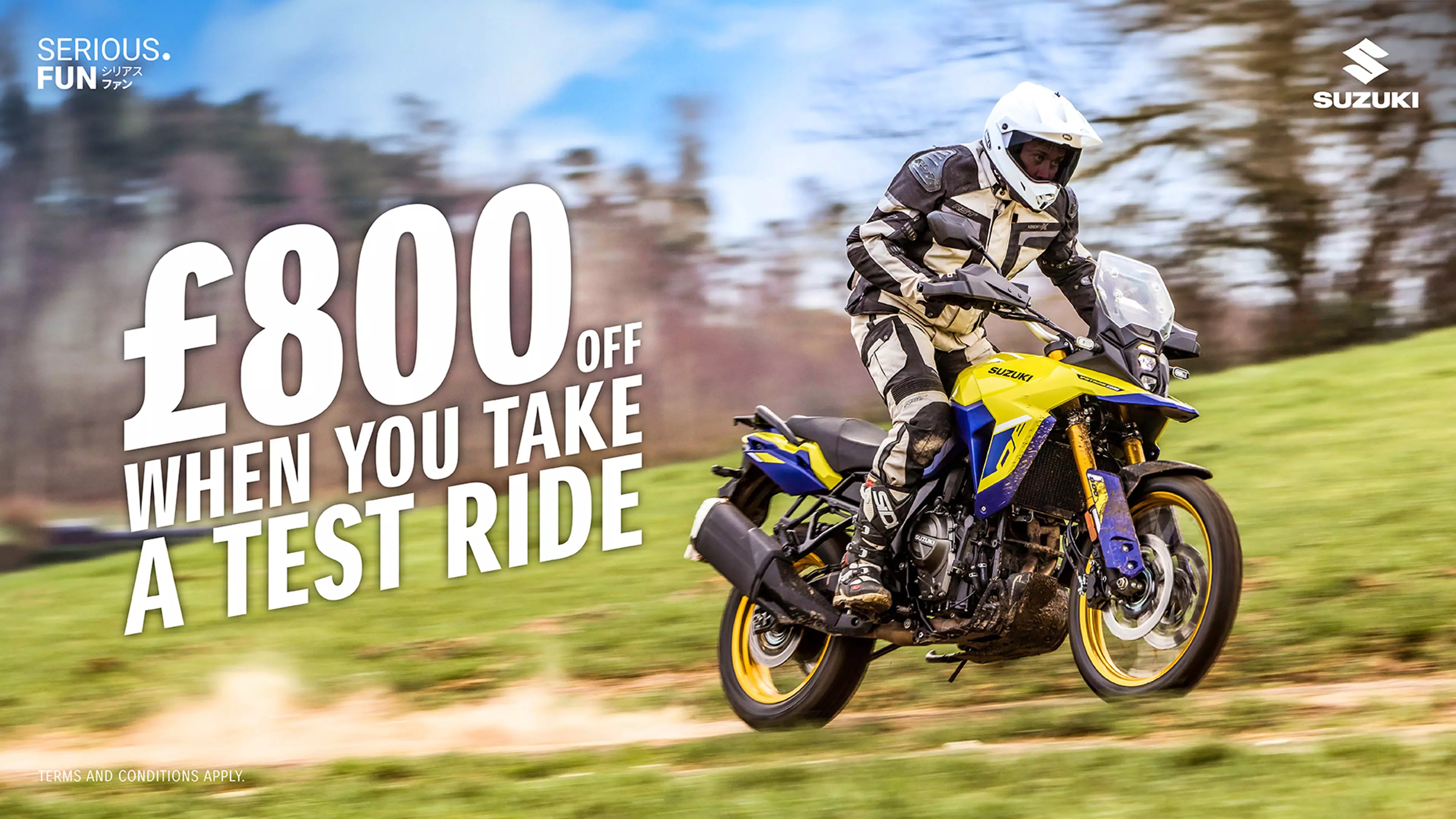 Suzuki V-Strom 800DE Tour off-road trail.