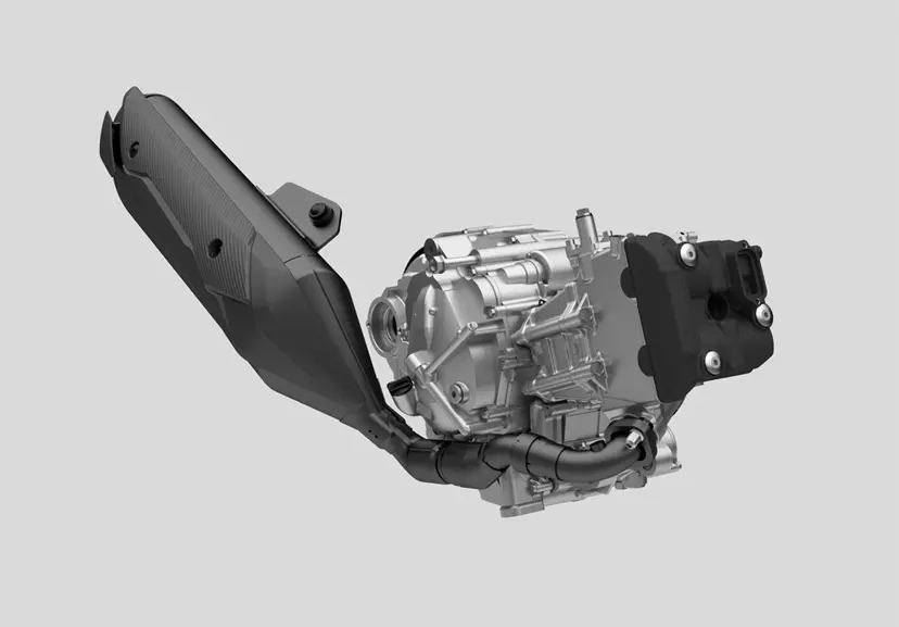 Suzuki Burgman 400 CAD image of the engine and exhaust