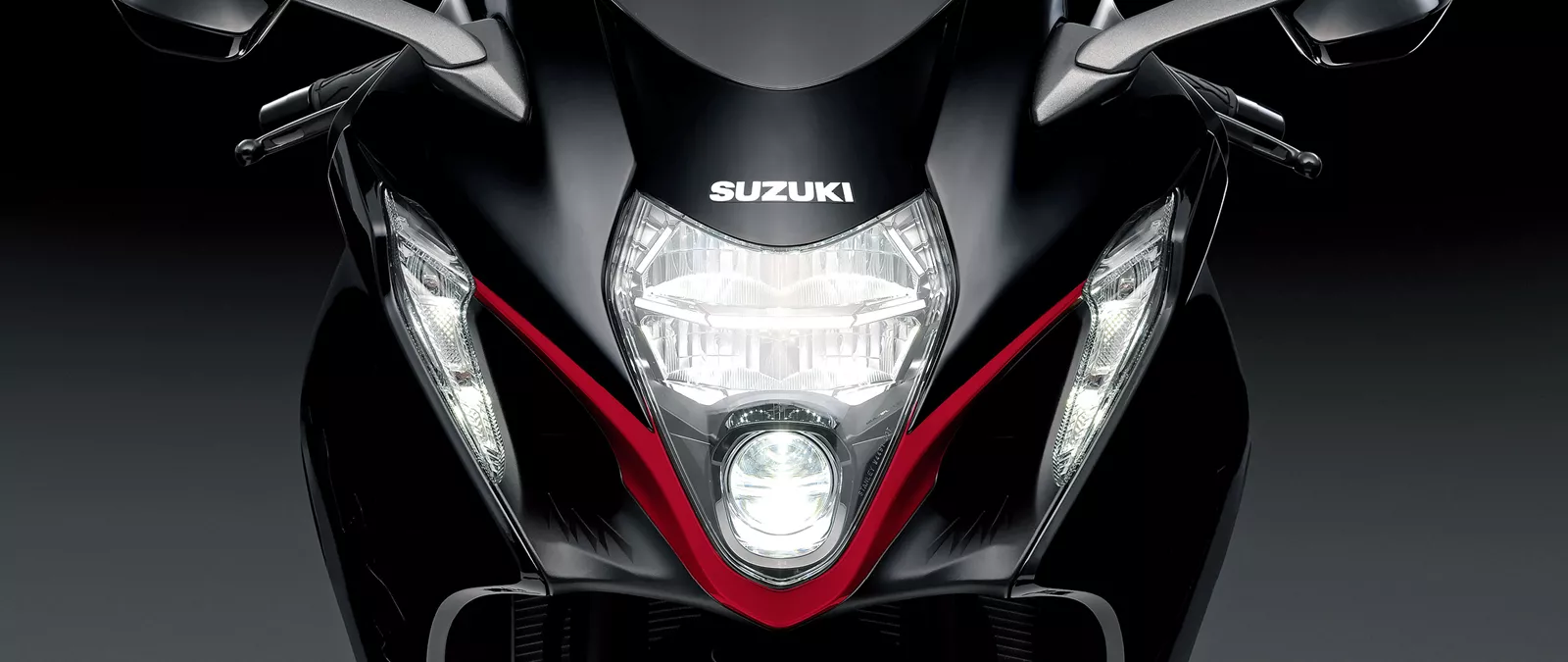Suzuki Hayabusa black front lights close-up