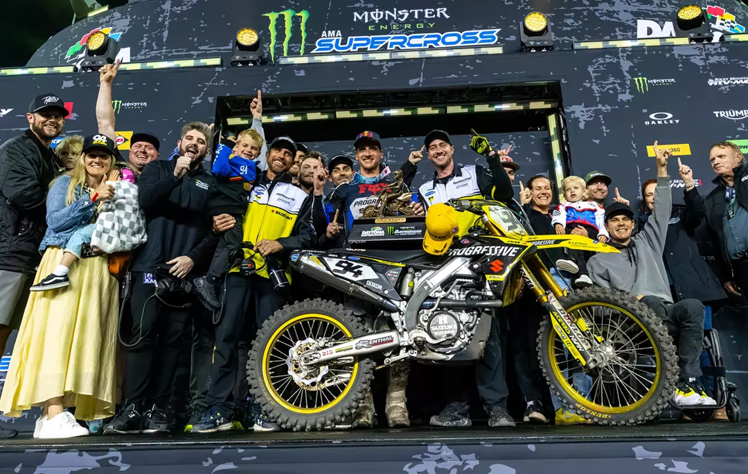 Ken Roczen celebrating the Daytona Supercross win