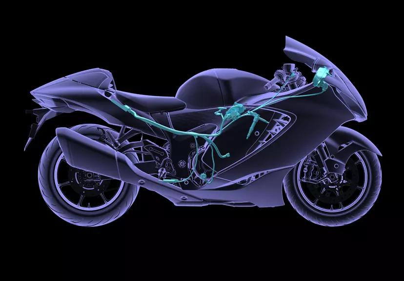 Suzuki Hayabusa Bi-directional Quick Shiftdemonstrated with a CGI cut out.