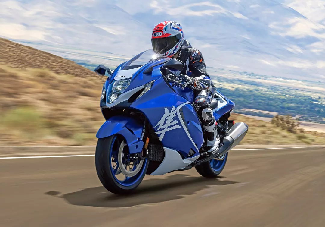 Suzuki Hayabusa Special Edition heading down a country road