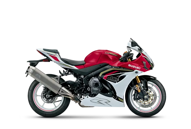 Suzuki GSX R1000R Sport Bike Candy Daring Red Pearl Tech White