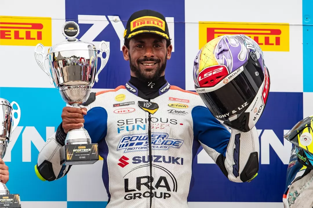 Asher Durham on the top of the podium at Oulton Park