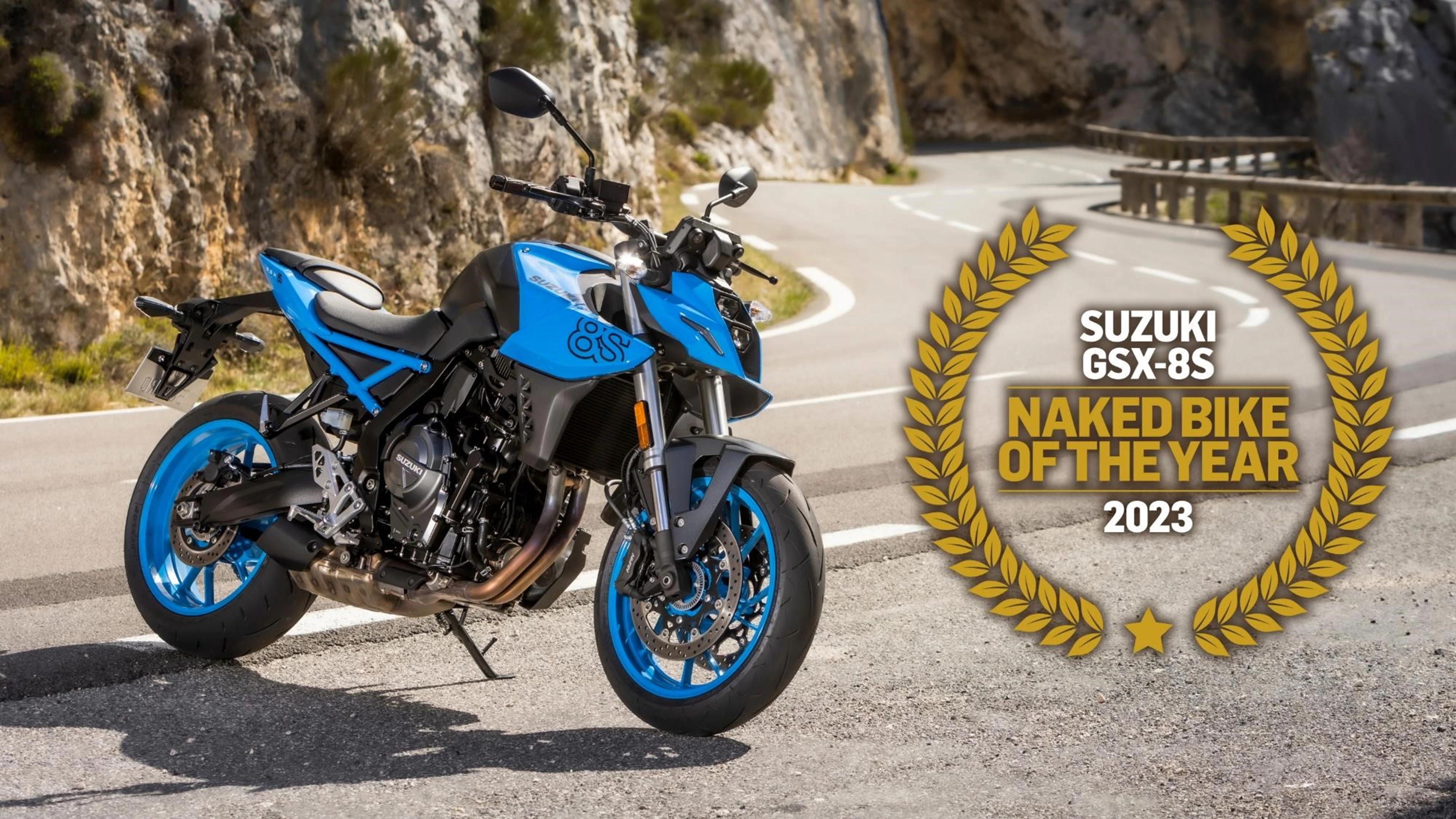 Suzuki GSX-8S naked motorbike in the mountains