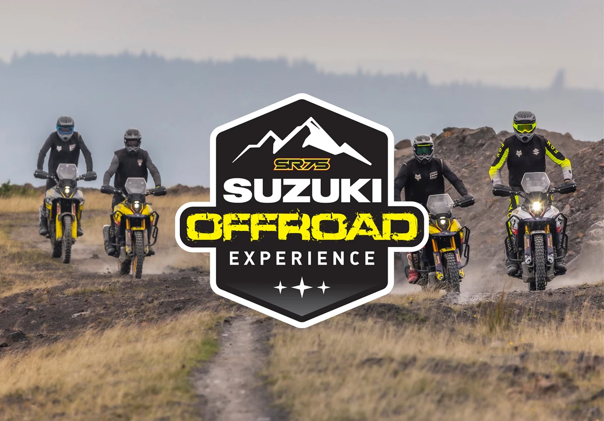 Suzuki training centre V-Strom 800DE group image on a green lane