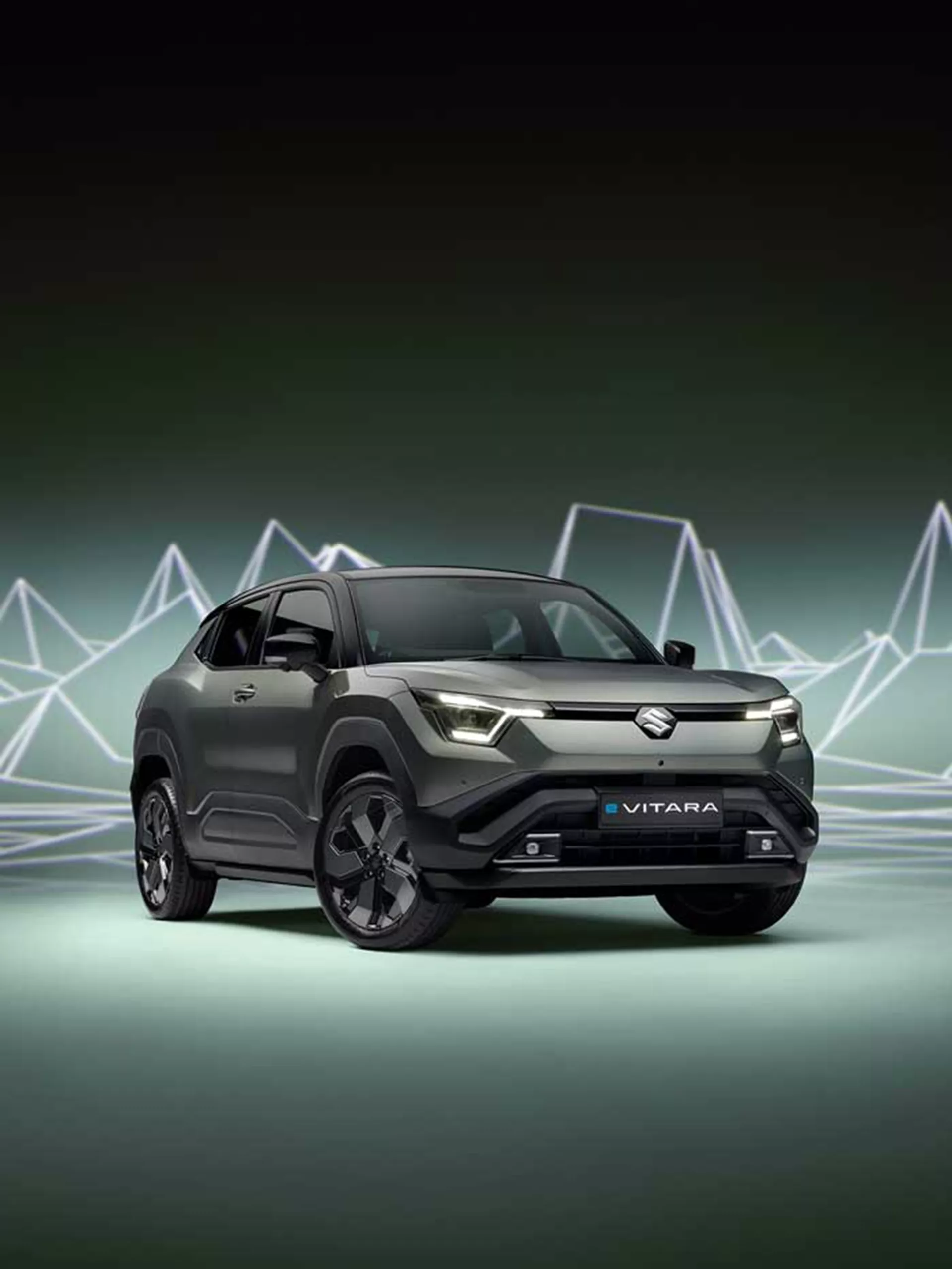 Suzuki eVitara electric SUV front view with bold styling.