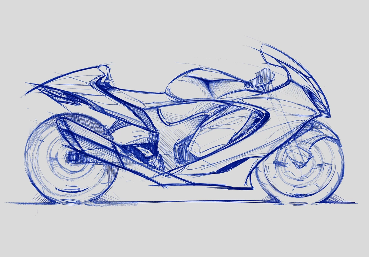 Suzuki Hayabusa right hand side Concept Sketch
