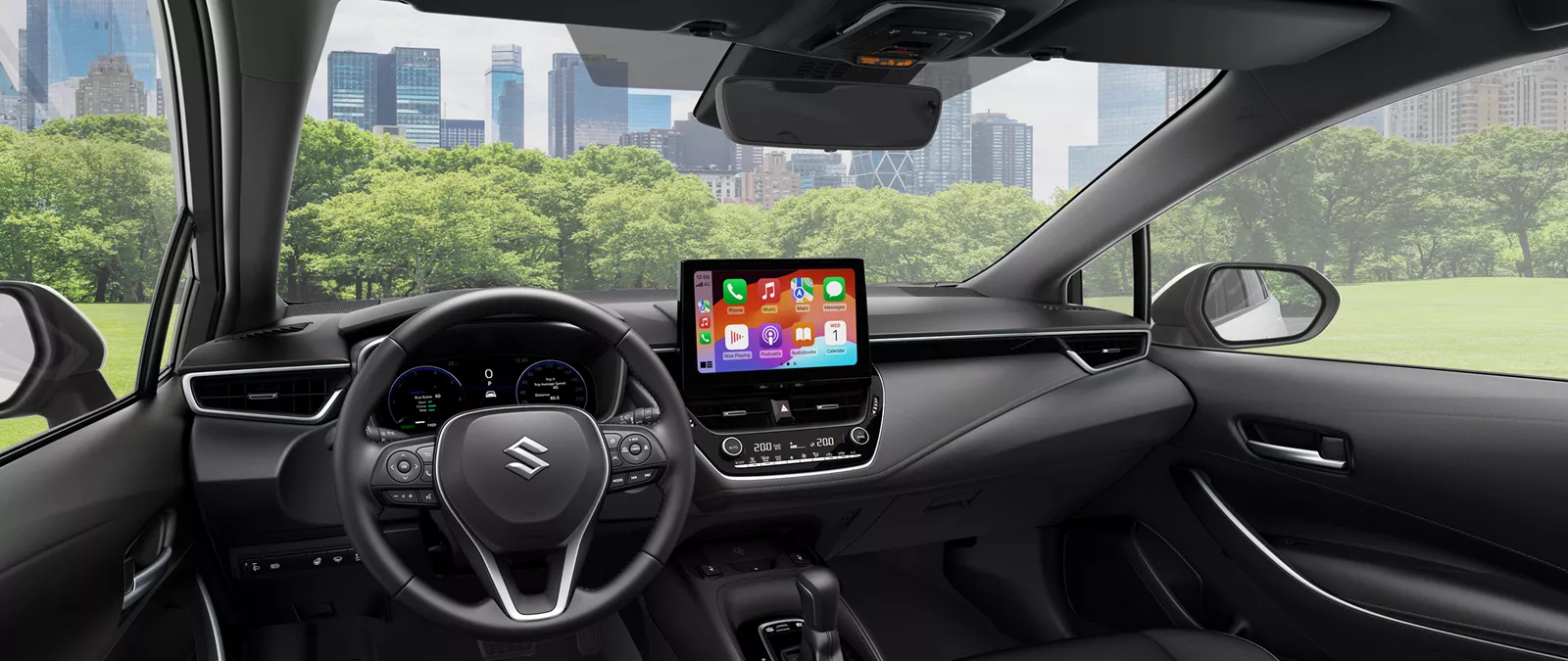 Suzuki Swace interior showcasing advanced tech and safety features.